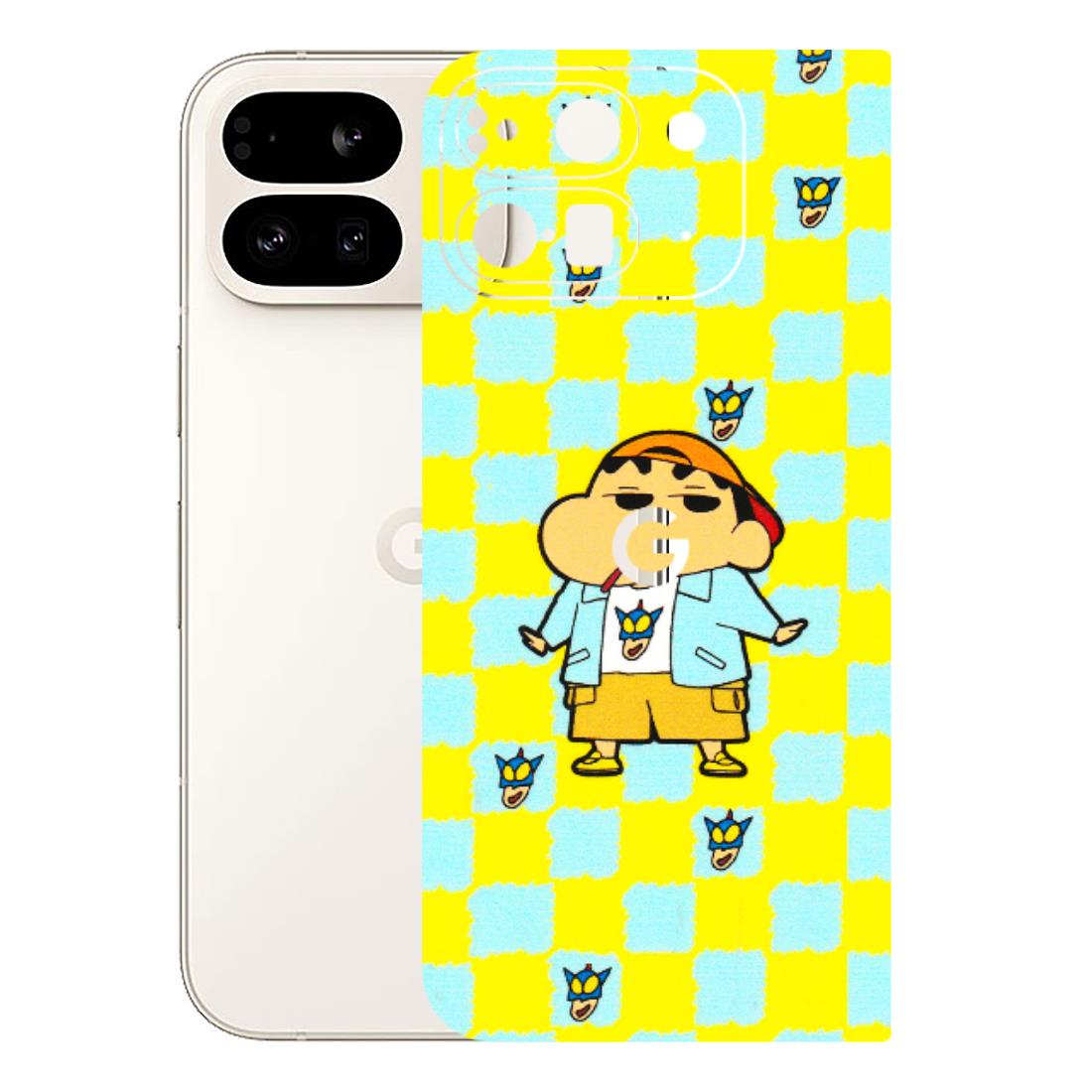 Google Pixel Phone Skins (All Models) - Yellow Blue Shinchan Cute - 3D Embossed Finish (L-221) Google Pixel 9 PRO FOLD