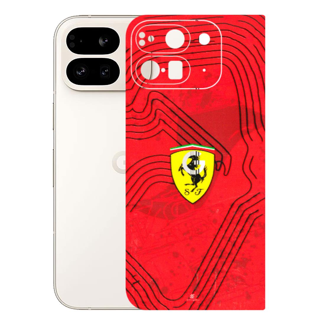 Google Pixel Phone Skins (All Models) - Red Ferrari Logo Stylish - 3D Embossed Finish (L-238) Google Pixel 9 PRO FOLD