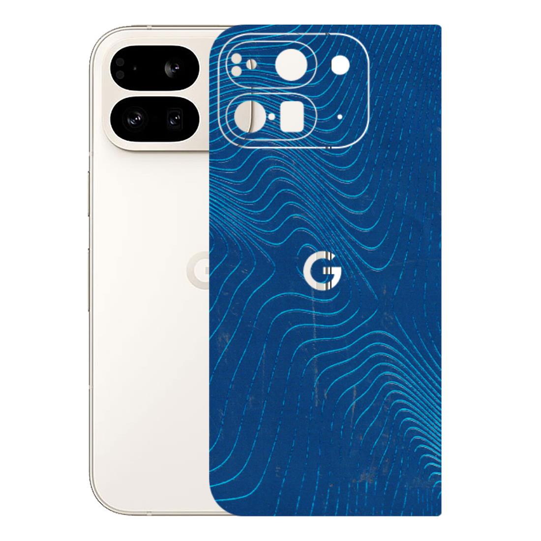 Google Pixel Phone Skins (All Models) - Abstract Blue Line Map - 3D Embossed Finish (L-272) Google Pixel 9 PRO FOLD
