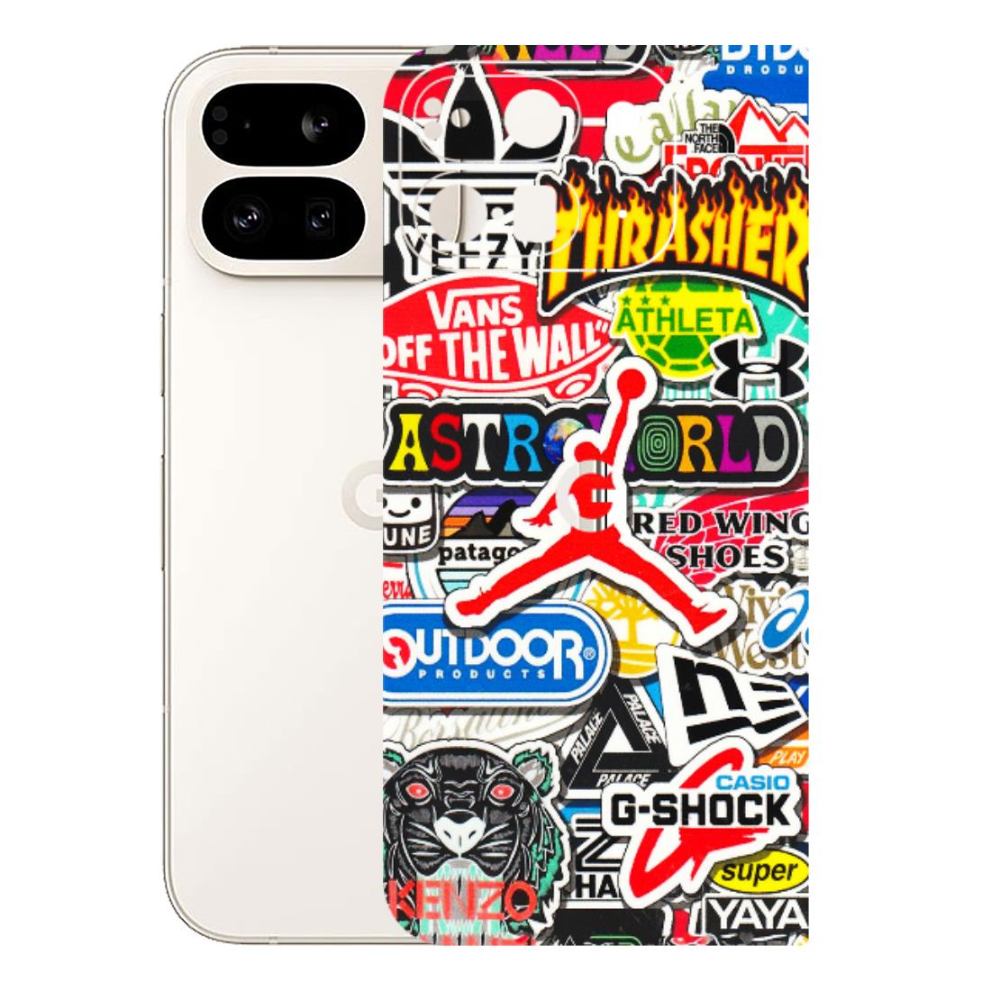 Google Pixel Phone Skins (All Models) - Multi Brands Sticker Graffiti - 3D Embossed Finish (L-37) Google Pixel 9 PRO FOLD