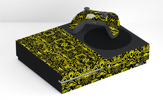 Xbox Series S Yellow And Black Abstract Liquid Matte Finish Skin