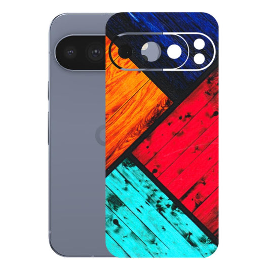 Google Pixel Phone Skins (All Models) - Colourful Wood Panels Abstract - 3D Embossed Finish (L-09) Google Pixel 10 Pro