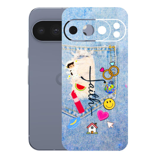 Google Pixel Phone Skins (All Models) - Denim Jeans Pocket - 3D Embossed Finish (L-134) Google Pixel 10 Pro