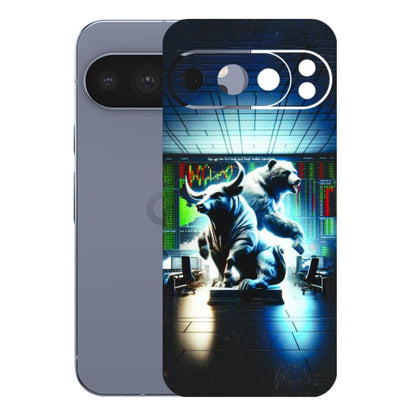Google Pixel Phone Skins (All Models) - Stock Market Sensex Bear vs Bulls - 3D Embossed Finish (L-15) Google Pixel 10 Pro