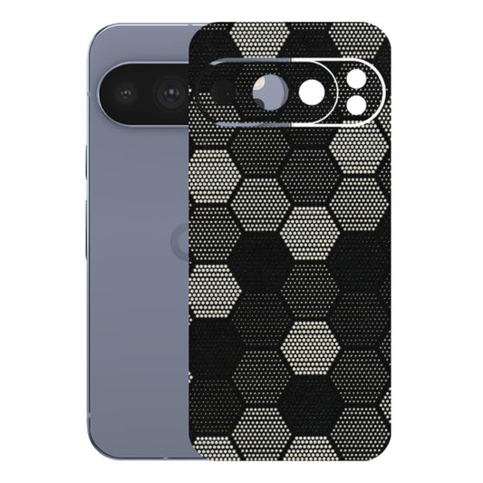 Google Pixel Phone Skins (All Models) - Black & White Dotted Honeycomb Texture - 3D Embossed Finish (L-202) Google Pixel 10 Pro