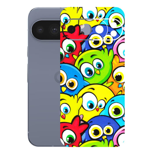 Google Pixel Phone Skins (All Models) - Cute Fluffy Birds - 3D Embossed Finish (L-213) Google Pixel 10 Pro