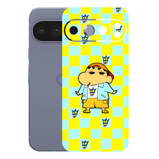 Google Pixel Phone Skins (All Models) - Yellow Blue Shinchan Cute - 3D Embossed Finish (L-221) Google Pixel 10 Pro