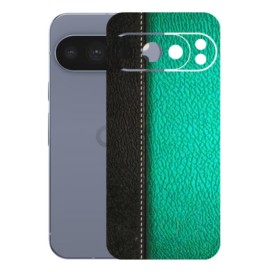 Google Pixel Phone Skins (All Models) - Black Green Dual Leather Stich - 3D Embossed Finish (L-233) Google Pixel 10 Pro