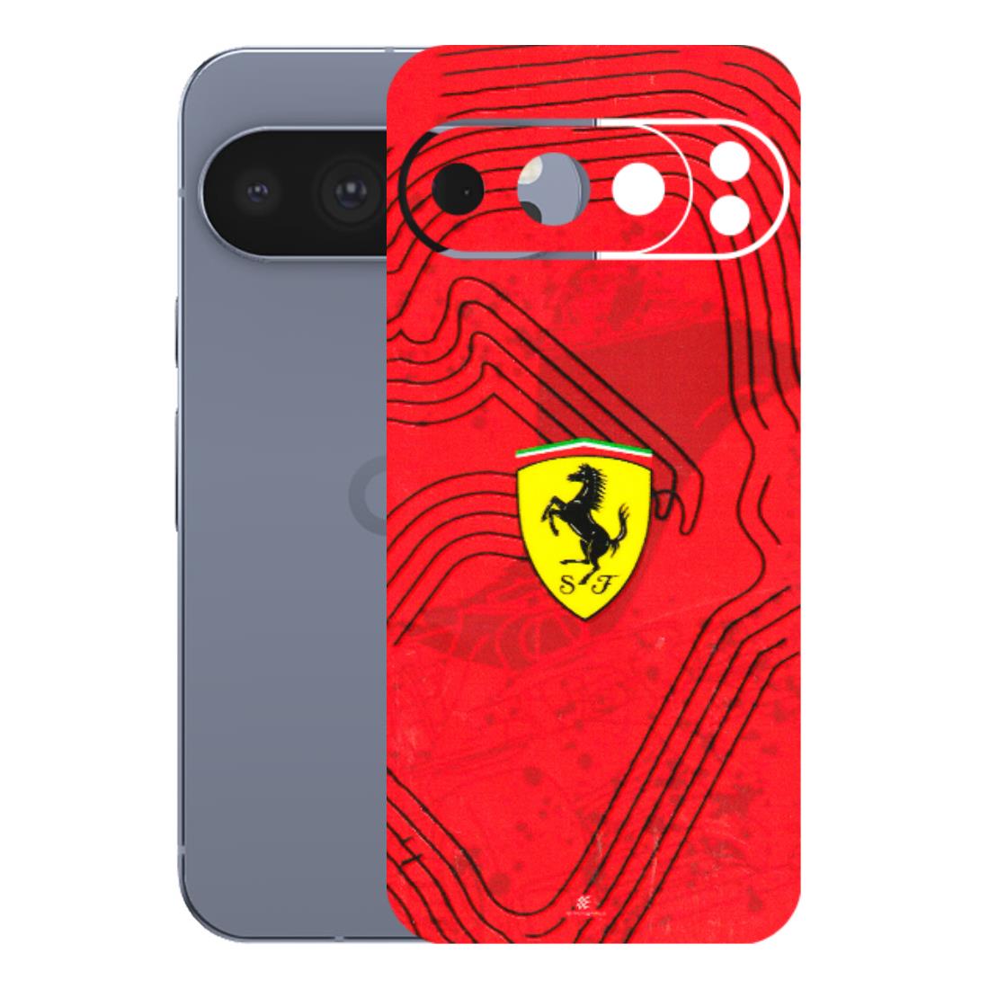 Google Pixel Phone Skins (All Models) - Red Ferrari Logo Stylish - 3D Embossed Finish (L-238) Google Pixel 10 Pro