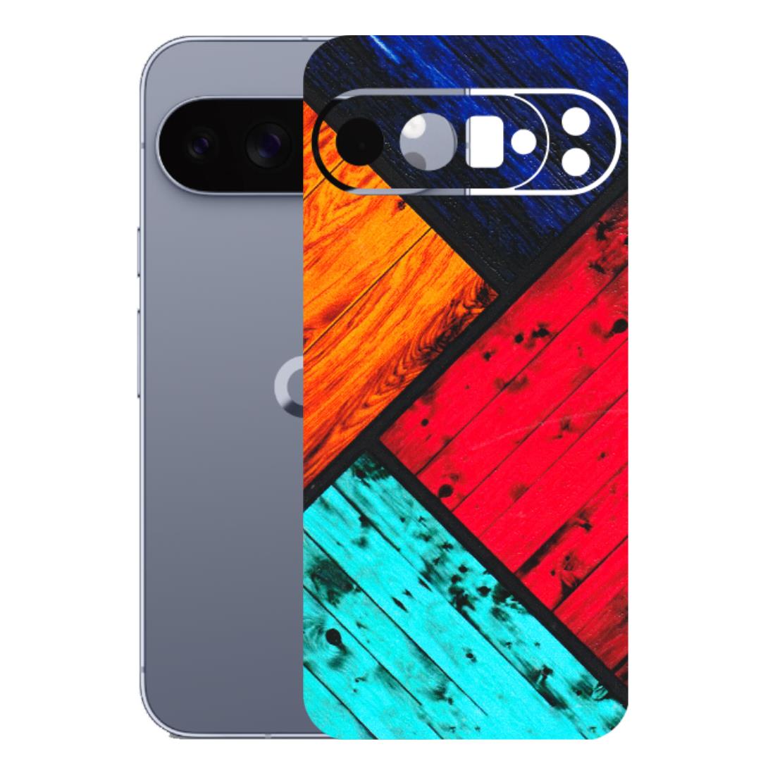 Google Pixel Phone Skins (All Models) - Colourful Wood Panels Abstract - 3D Embossed Finish (L-09) Google Pixel 10 Pro XL