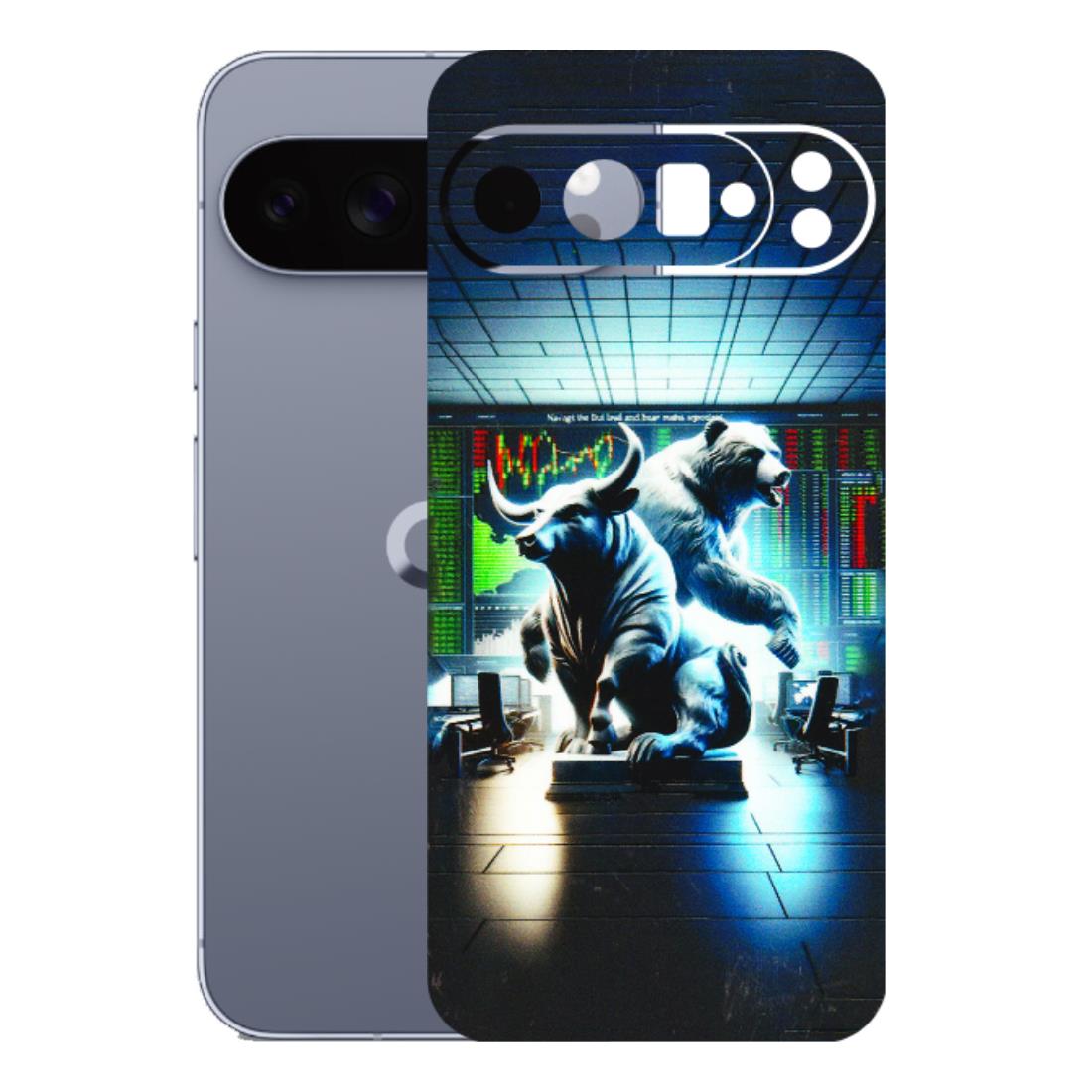 Google Pixel Phone Skins (All Models) - Stock Market Sensex Bear vs Bulls - 3D Embossed Finish (L-15) Google Pixel 10 Pro XL