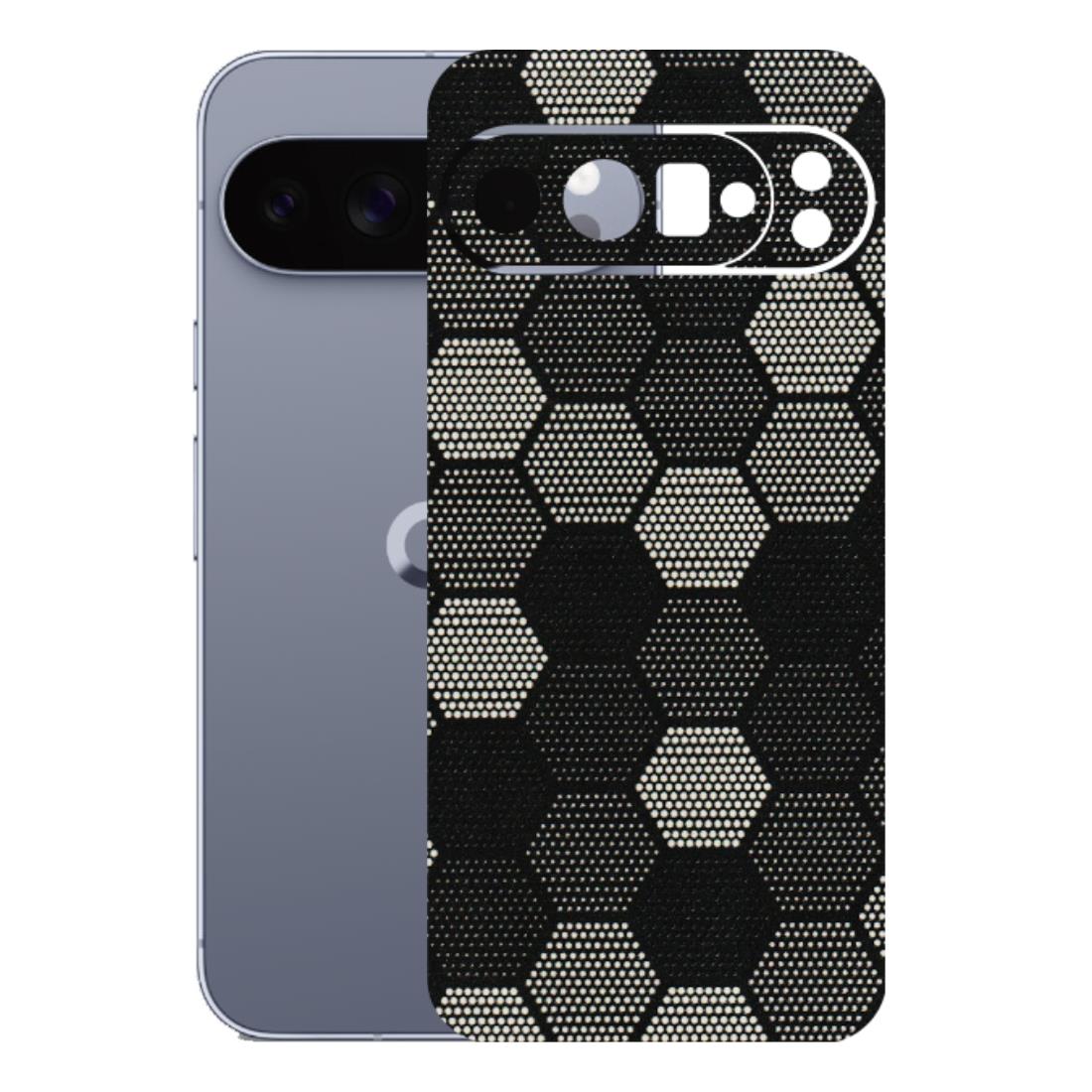 Google Pixel Phone Skins (All Models) - Black & White Dotted Honeycomb Texture - 3D Embossed Finish (L-202) Google Pixel 10 Pro XL