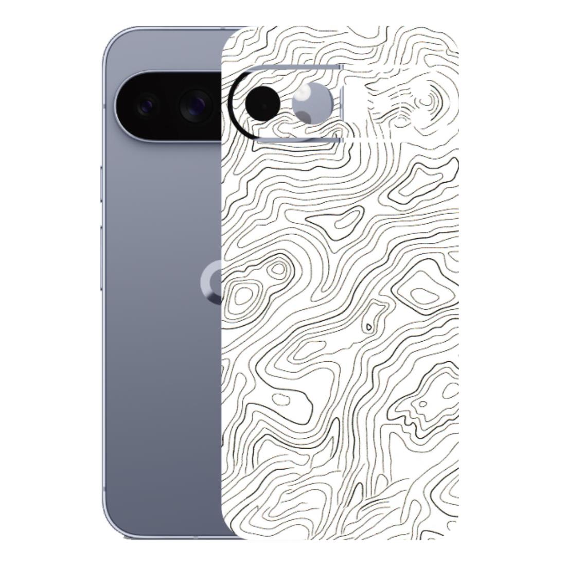 Google Pixel Phone Skins (All Models) - White Black Swirls - 3D Embossed Finish (L-219) Google Pixel 10 Pro XL