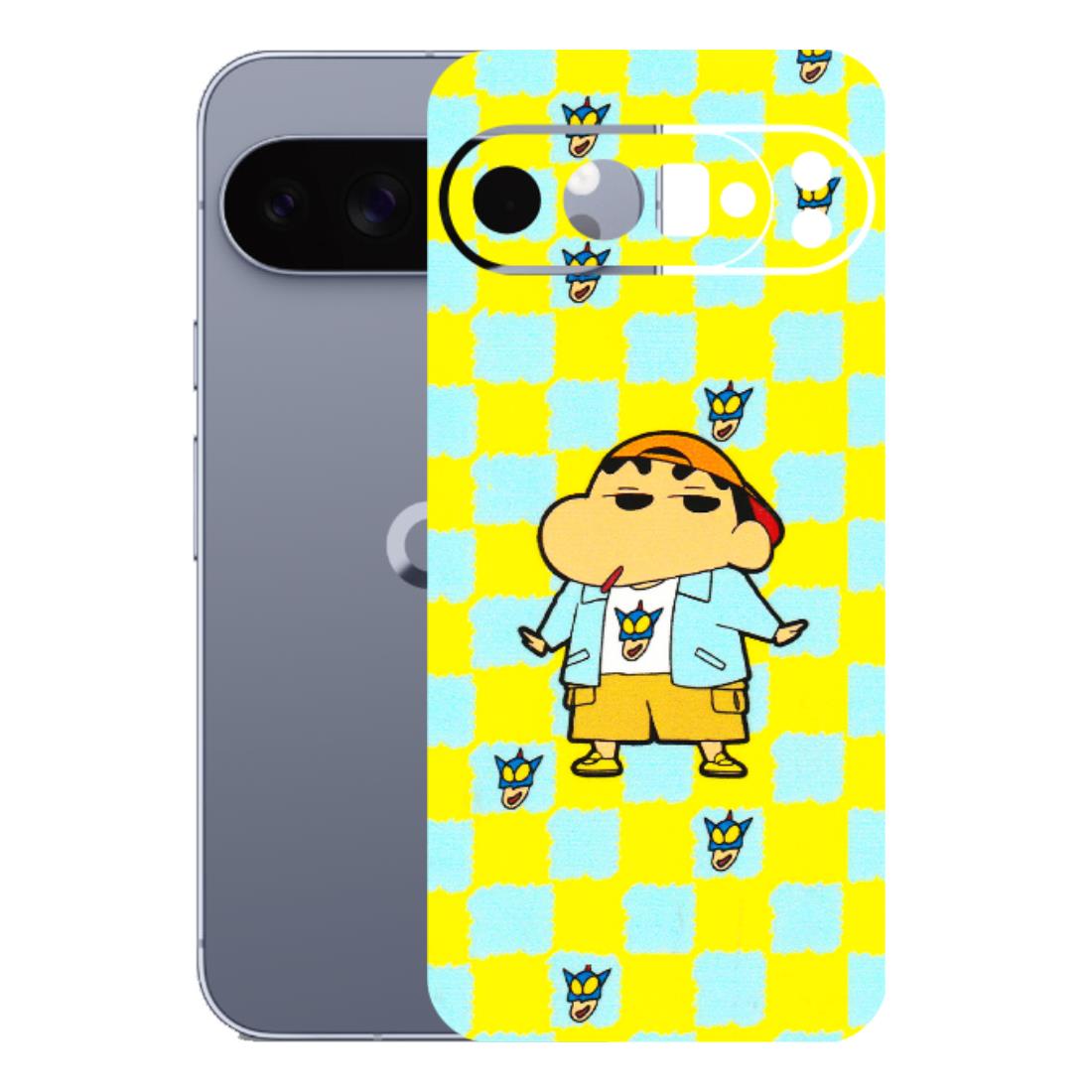 Google Pixel Phone Skins (All Models) - Yellow Blue Shinchan Cute - 3D Embossed Finish (L-221) Google Pixel 10 Pro XL