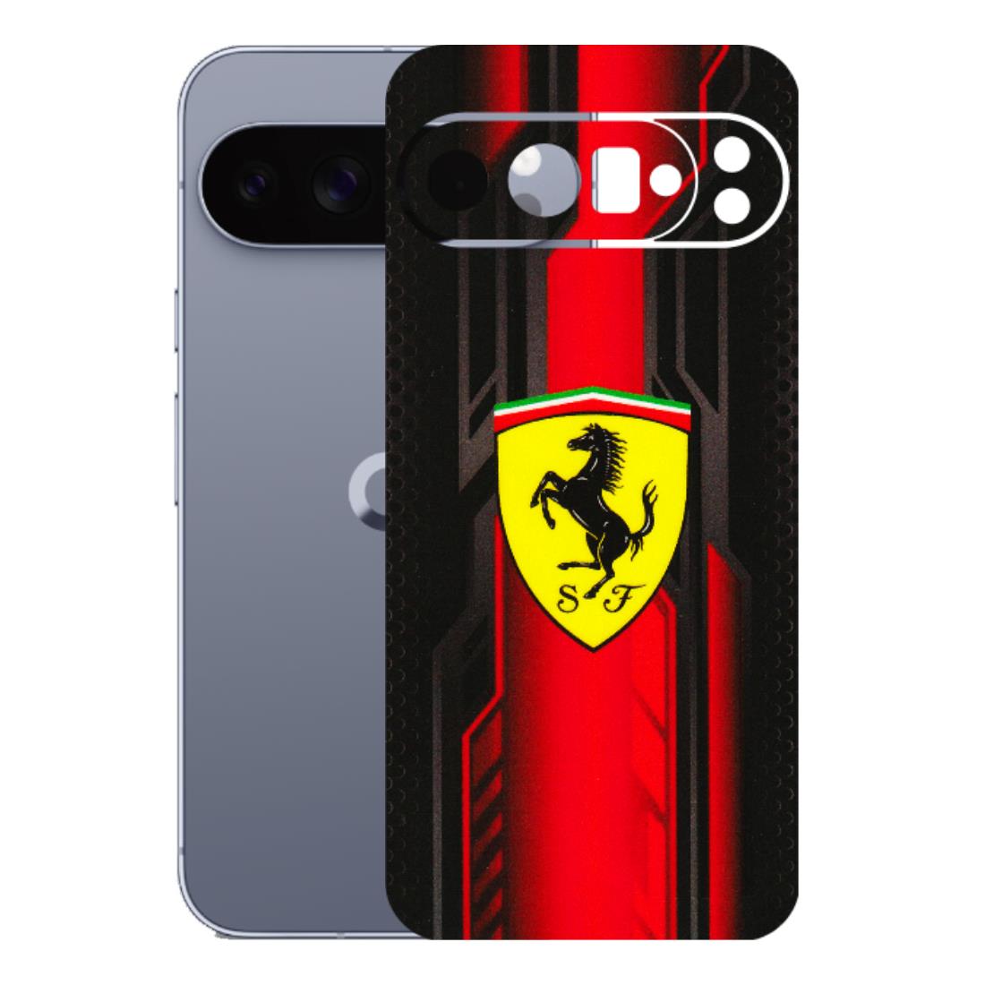 Google Pixel Phone Skins (All Models) - Black Ferrari Logo - 3D Embossed Finish (L-253) Google Pixel 10 Pro XL