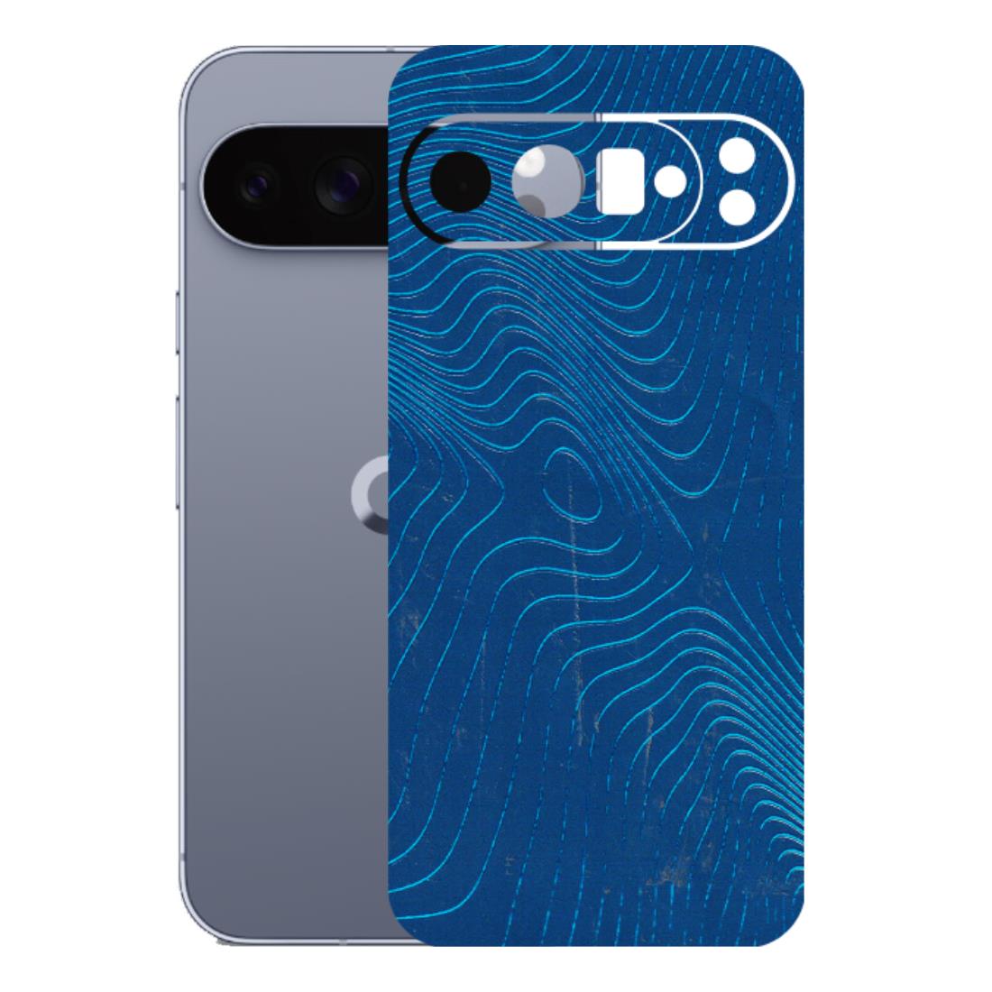 Google Pixel Phone Skins (All Models) - Abstract Blue Line Map - 3D Embossed Finish (L-272) Google Pixel 10 Pro XL