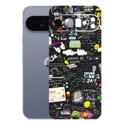 Google Pixel Phone Skins (All Models) - Black Creatives Doodles - 3D Embossed Finish (L-311) Google Pixel 10 Pro XL