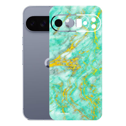 Google Pixel Phone Skins (All Models) - Green And Gold Marble Feel - Matte Finish (M-16) Google Pixel 10 Pro XL