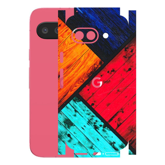 Google Pixel Phone Skins (All Models) - Colourful Wood Panels Abstract - 3D Embossed Finish (L-09) Google Pixel 9A
