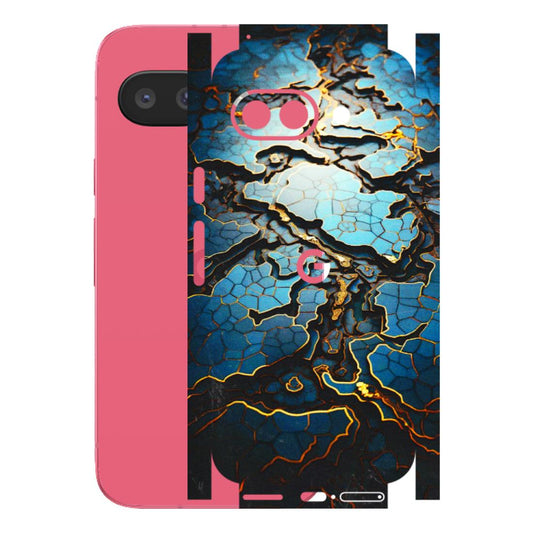 Google Pixel Phone Skins (All Models) - Blue Gold Abstract - 3D Embossed Finish (L-11) Google Pixel 9A