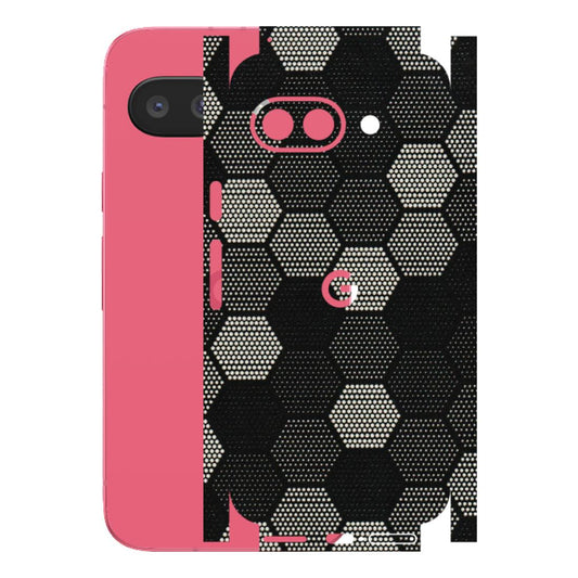 Google Pixel Phone Skins (All Models) - Black & White Dotted Honeycomb Texture - 3D Embossed Finish (L-202) Google Pixel 9A