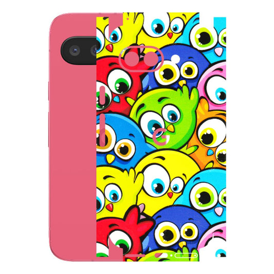Google Pixel Phone Skins (All Models) - Cute Fluffy Birds - 3D Embossed Finish (L-213) Google Pixel 9A