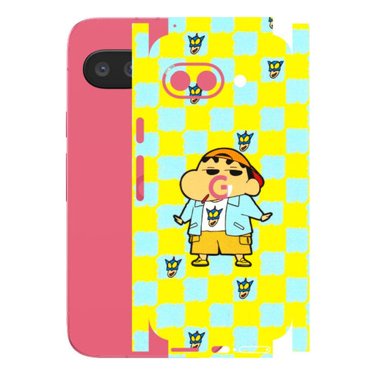 Google Pixel Phone Skins (All Models) - Yellow Blue Shinchan Cute - 3D Embossed Finish (L-221) Google Pixel 9A