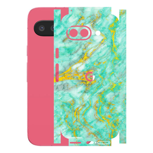 Google Pixel Phone Skins (All Models) - Green And Gold Marble Feel - Matte Finish (M-16) Google Pixel 9A