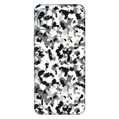 HMD NOKIA Phone Skins (All Models) - White Black Camouflage - 3D Embossed Finish (L-18) HMD Nokia C12 Pro