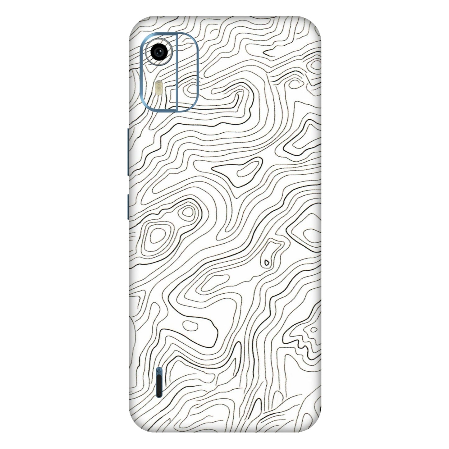 HMD NOKIA Phone Skins (All Models) - White Black Swirls - 3D Embossed Finish (L-219) HMD Nokia C12 Pro