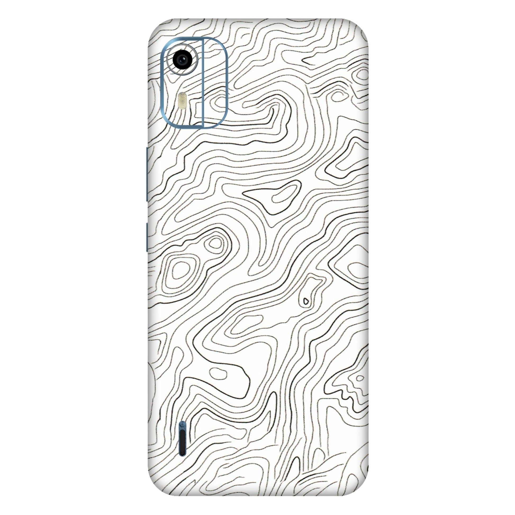 HMD NOKIA Phone Skins (All Models) - White Black Swirls - 3D Embossed Finish (L-219) HMD Nokia C12 Pro