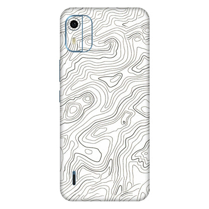 HMD NOKIA Phone Skins (All Models) - White Black Swirls - 3D Embossed Finish (L-219) HMD Nokia C12 Pro
