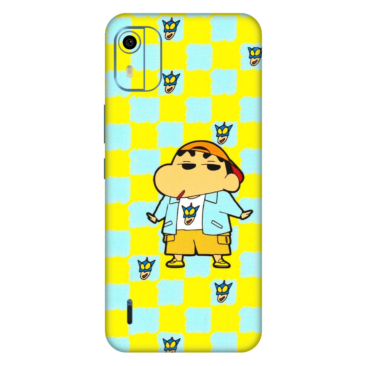 HMD NOKIA Phone Skins (All Models) - Yellow Blue Shinchan Cute - 3D Embossed Finish (L-221) HMD Nokia C12 Pro