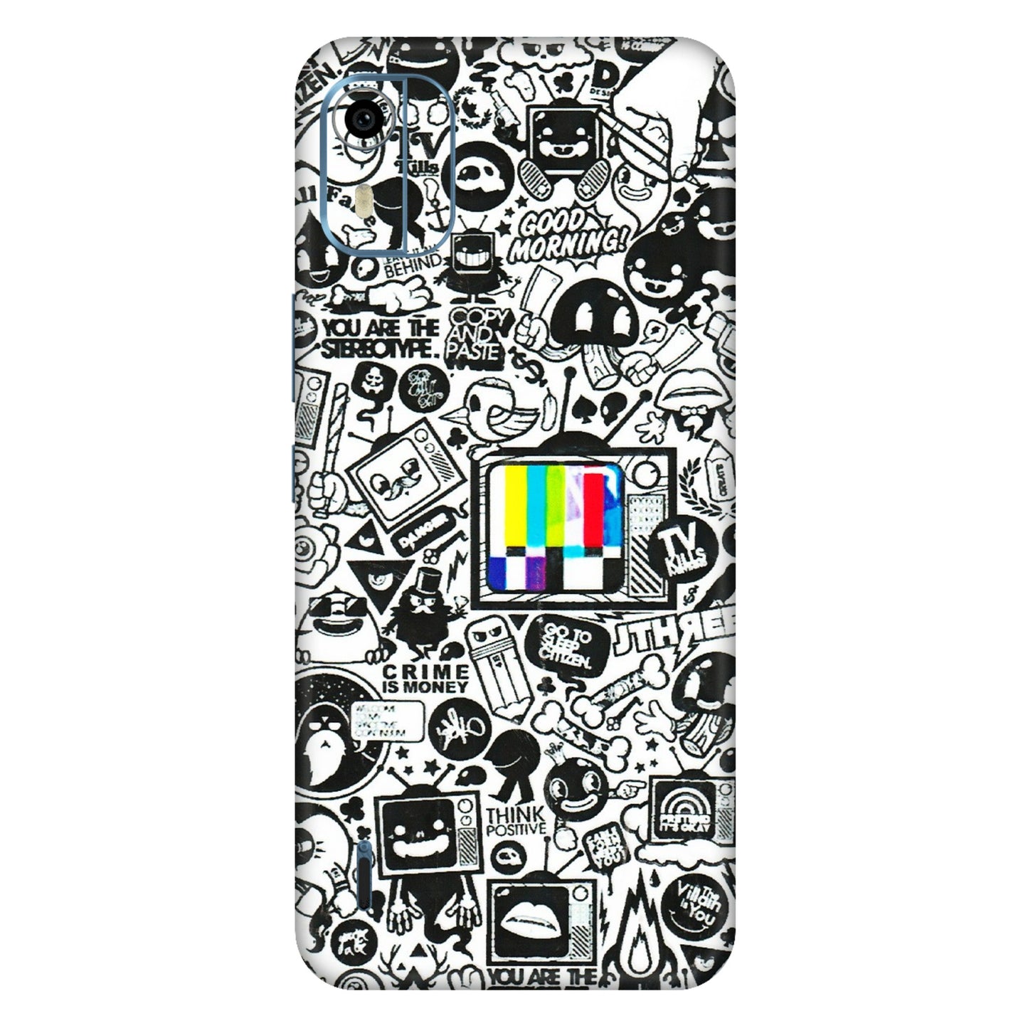 HMD NOKIA Phone Skins (All Models) - Doodles Positive Art - 3D Embossed Finish (L-263) HMD Nokia C12 Pro