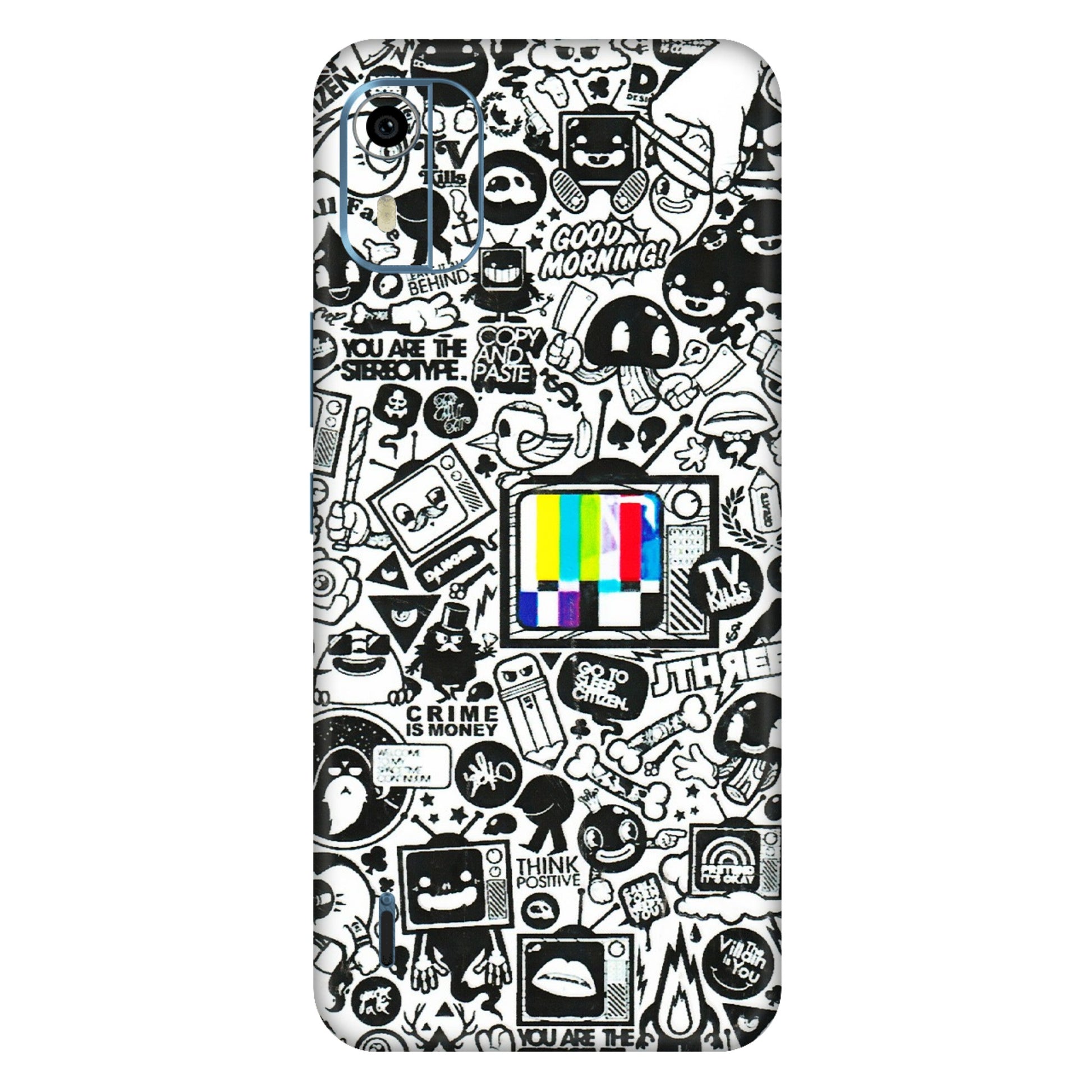 HMD NOKIA Phone Skins (All Models) - Doodles Positive Art - 3D Embossed Finish (L-263) HMD Nokia C12 Pro