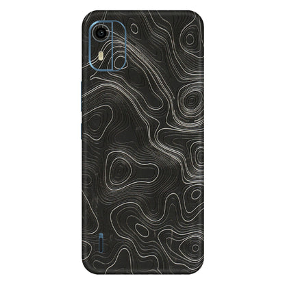 HMD NOKIA Phone Skins (All Models) - Abstract White Line Map - 3D Embossed Finish (L-269) HMD Nokia C12 Pro