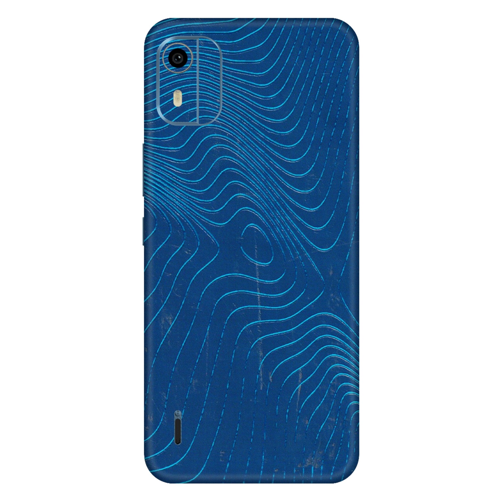 HMD NOKIA Phone Skins (All Models) - Abstract Blue Line Map - 3D Embossed Finish (L-272) HMD Nokia C12 Pro