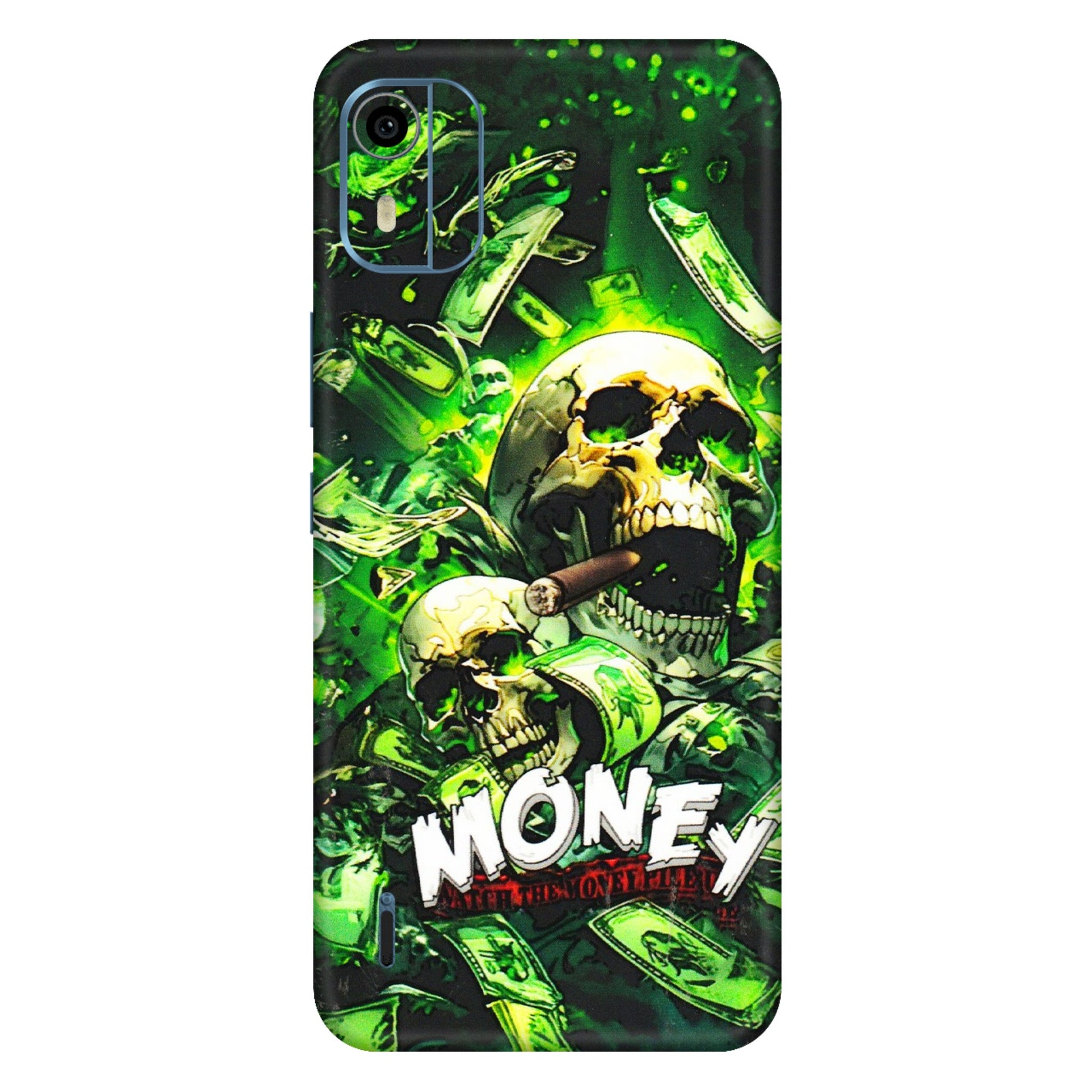 HMD NOKIA Phone Skins (All Models) - Skull Money - 3D Embossed Finish (L-303) HMD Nokia C12 Pro