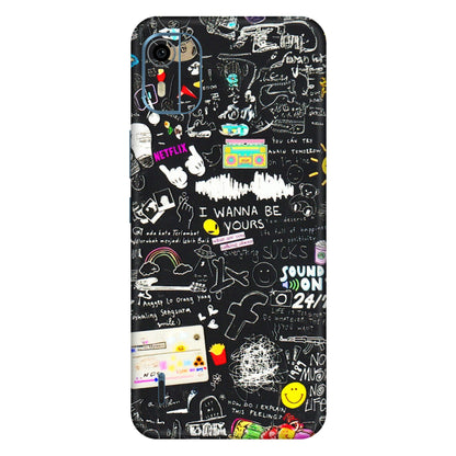 HMD NOKIA Phone Skins (All Models) - Black Creatives Doodles - 3D Embossed Finish (L-311) HMD Nokia C12 Pro