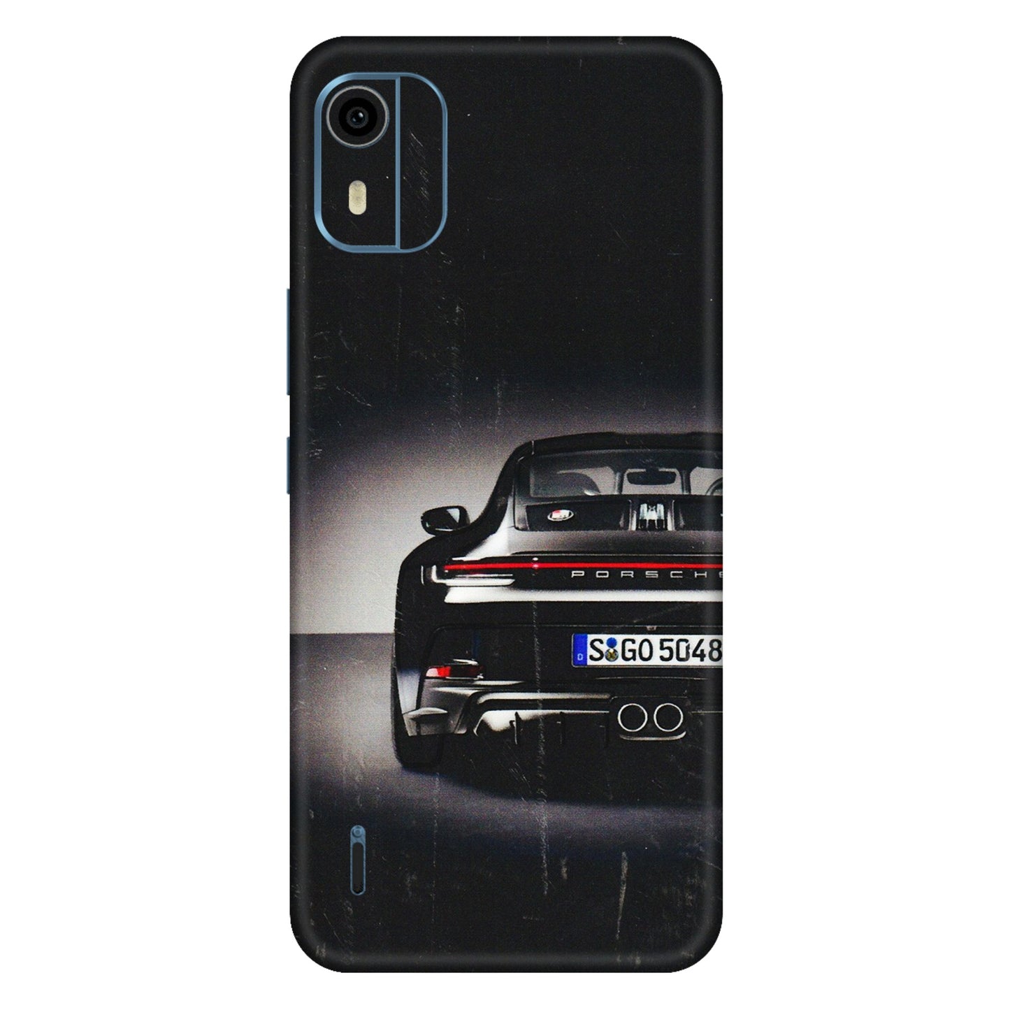 HMD NOKIA Phone Skins (All Models) - New Black Porsche GT3 - 3D Embossed Finish (L-327) HMD Nokia C12 Pro
