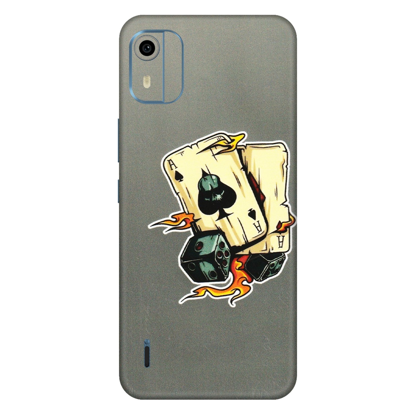 HMD NOKIA Phone Skins (All Models) - Grey Cards Of Ace - 3D Embossed Finish (L-77) HMD Nokia C12 Pro