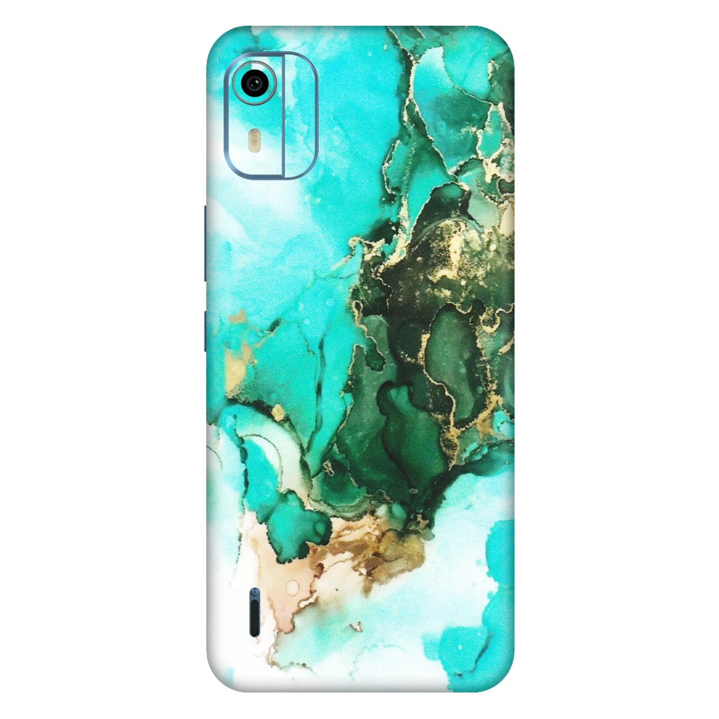 HMD NOKIA Phone Skins (All Models) - The Blue Gold Marble - Matte Finish (M-124) HMD Nokia C12 Pro