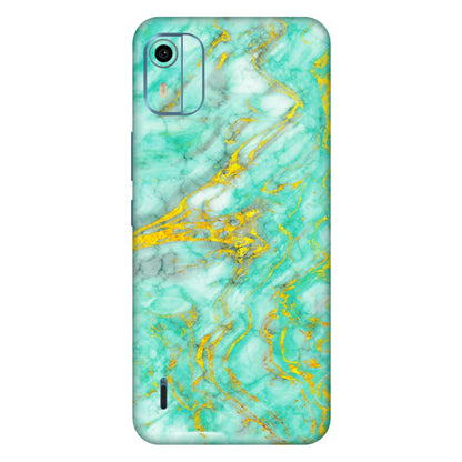 HMD NOKIA Phone Skins (All Models) - Green And Gold Marble Feel - Matte Finish (M-16) HMD Nokia C12 Pro