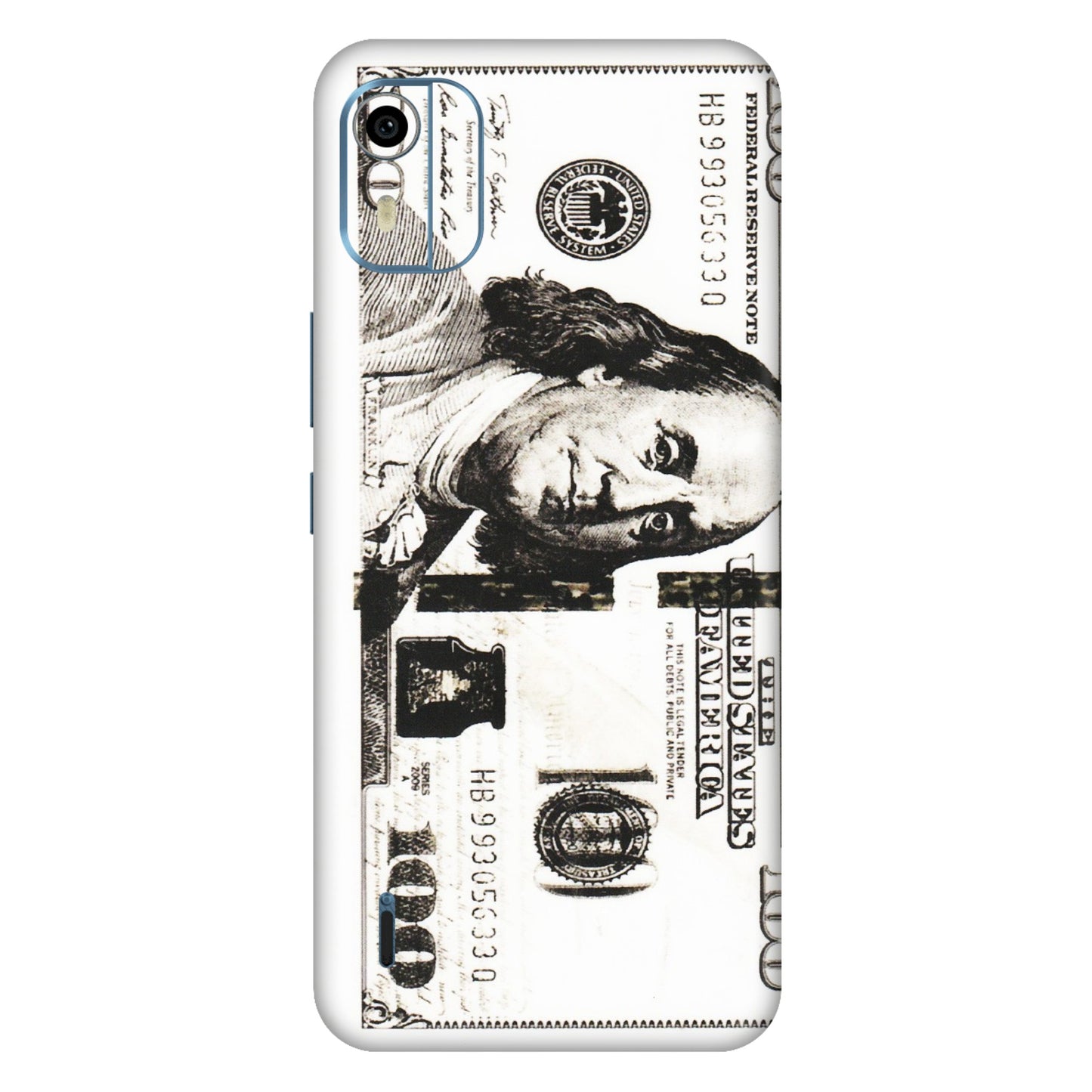 HMD NOKIA Phone Skins (All Models) - 100 Dollar Currency - Transparent Finish (T-01) HMD Nokia C12 Pro
