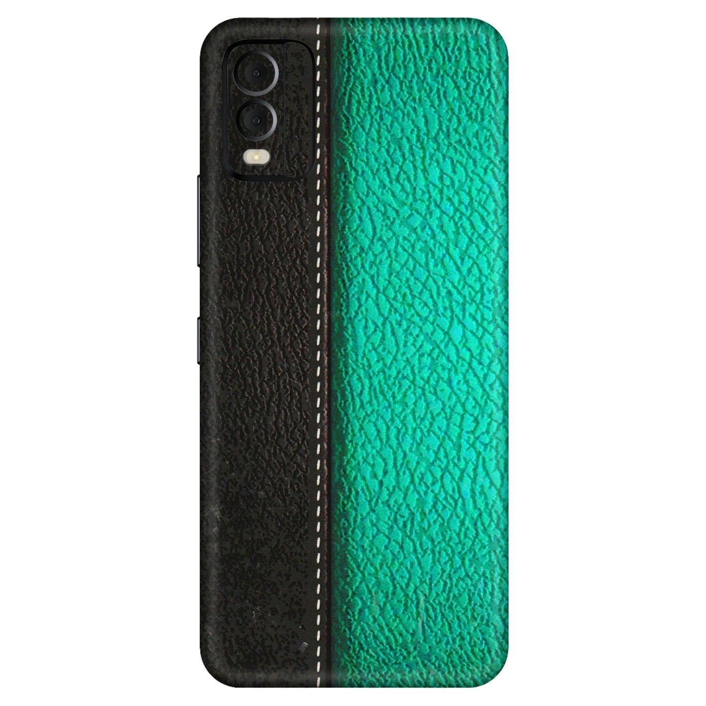 HMD NOKIA Phone Skins (All Models) - Black Green Dual Leather Stich - 3D Embossed Finish (L-233) HMD Nokia C22