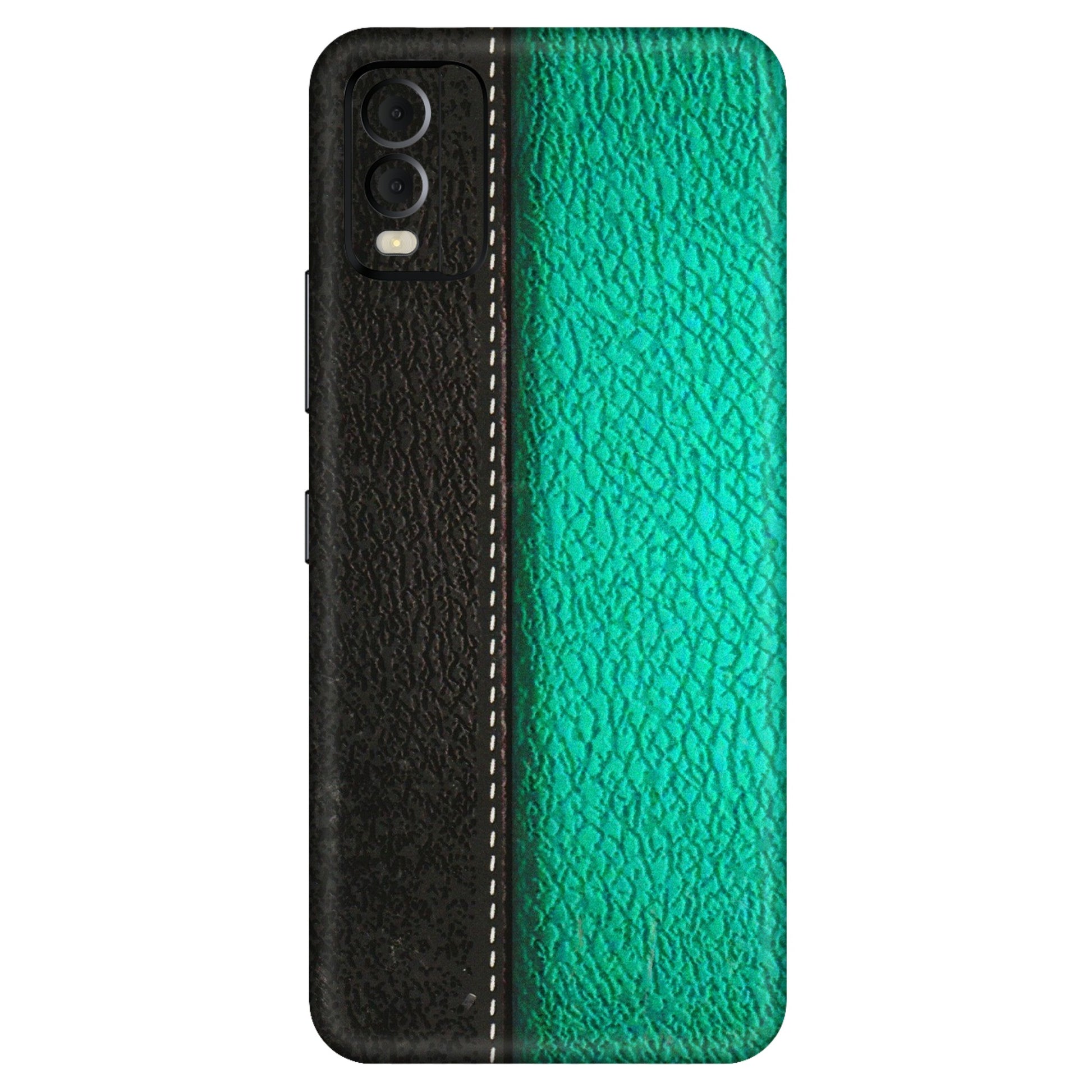 HMD NOKIA Phone Skins (All Models) - Black Green Dual Leather Stich - 3D Embossed Finish (L-233) HMD Nokia C22