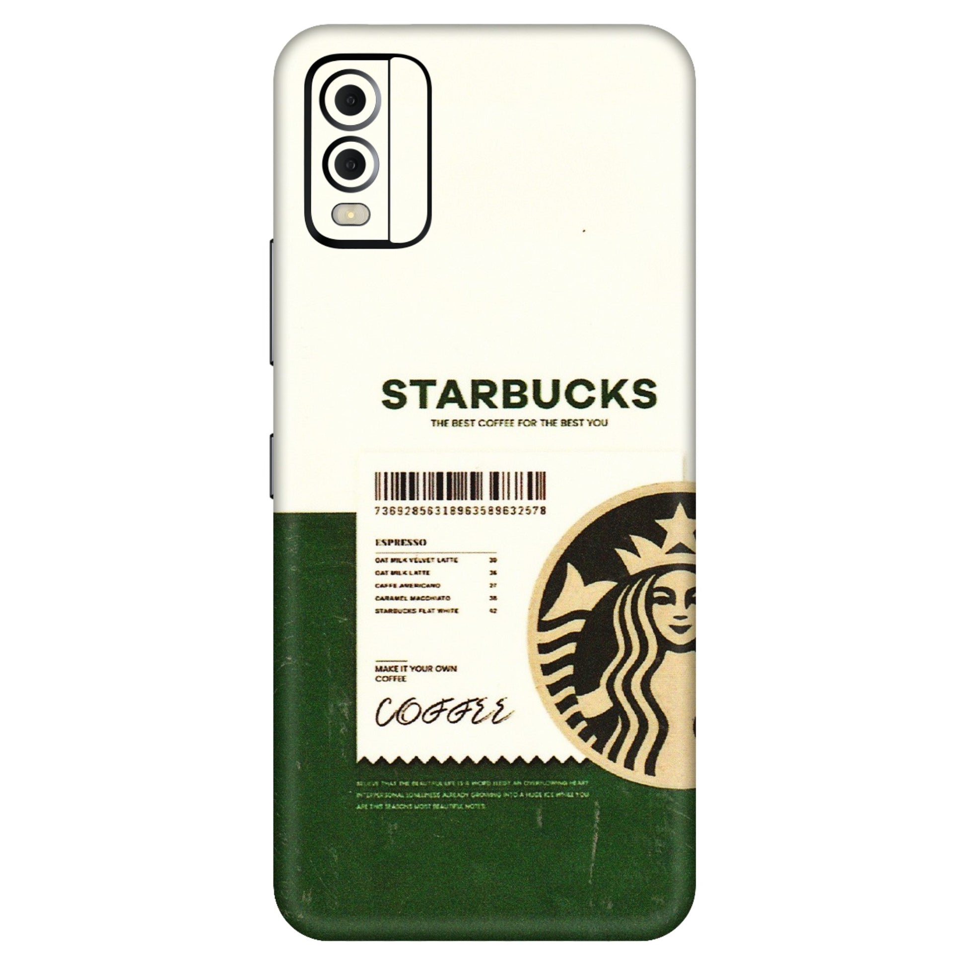 HMD NOKIA Phone Skins (All Models) - Starbucks Barcode - 3D Embossed Finish (L-308) HMD Nokia C22