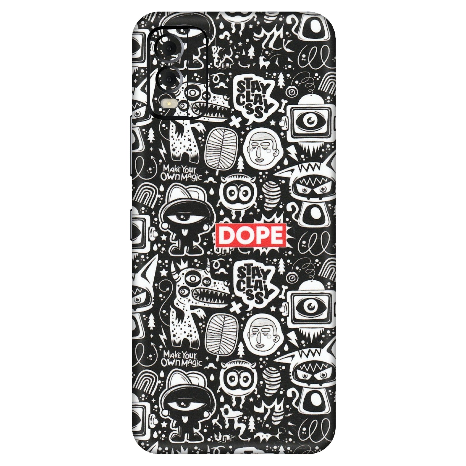 HMD NOKIA Phone Skins (All Models) - Dope Stay Classy Black Doodles - Matte Finish (M-126) HMD Nokia C22