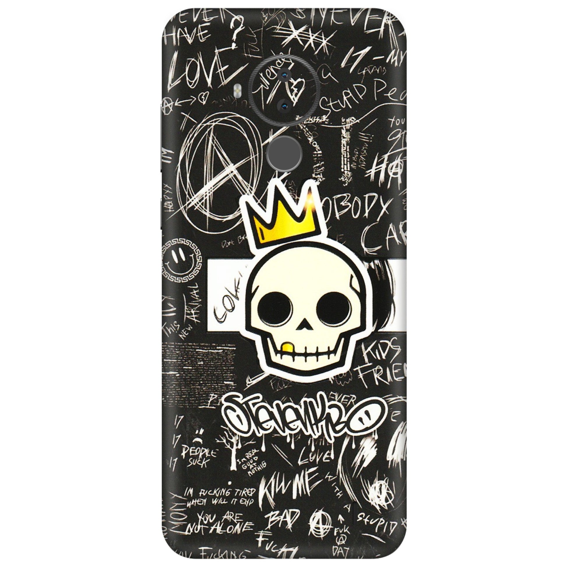HMD NOKIA Phone Skins (All Models) - Funny Skull Black Chalk Grafitti - 3D Embossed Finish (L-22) HMD Nokia C30