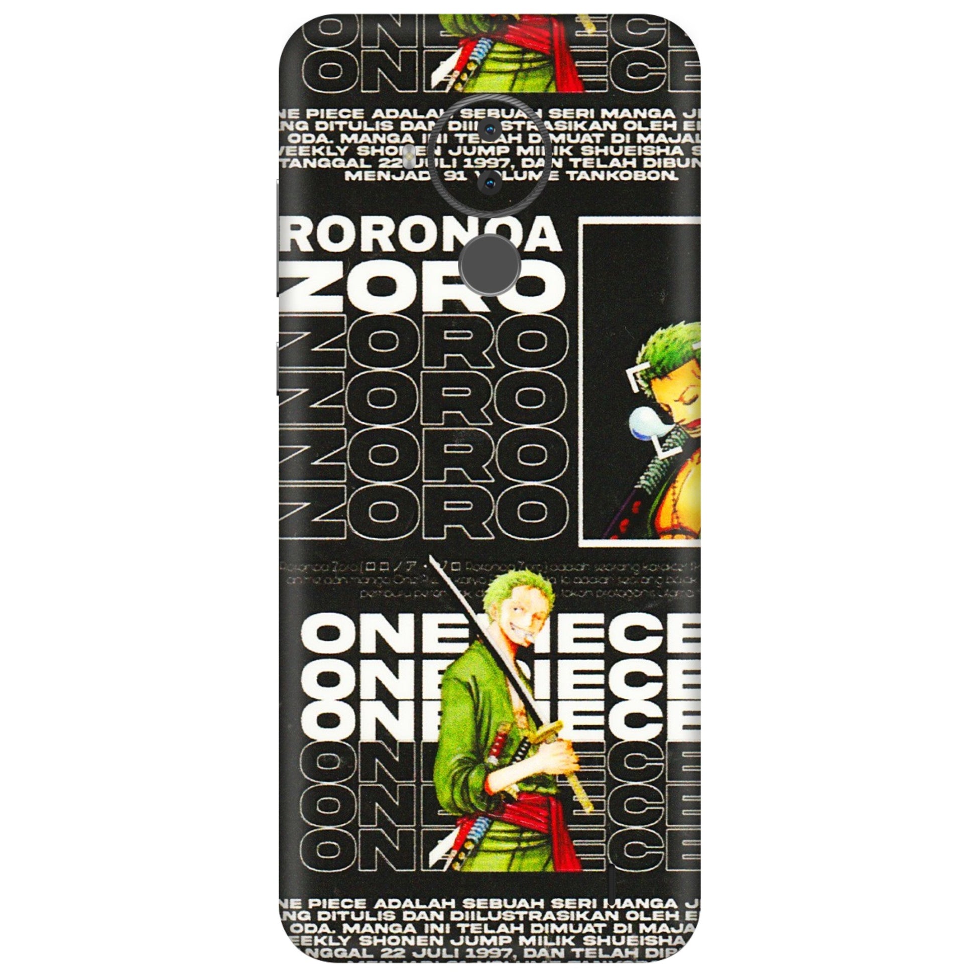 HMD NOKIA Phone Skins (All Models) - One Piece Zoro - 3D Embossed Finish (L-250) HMD Nokia C30